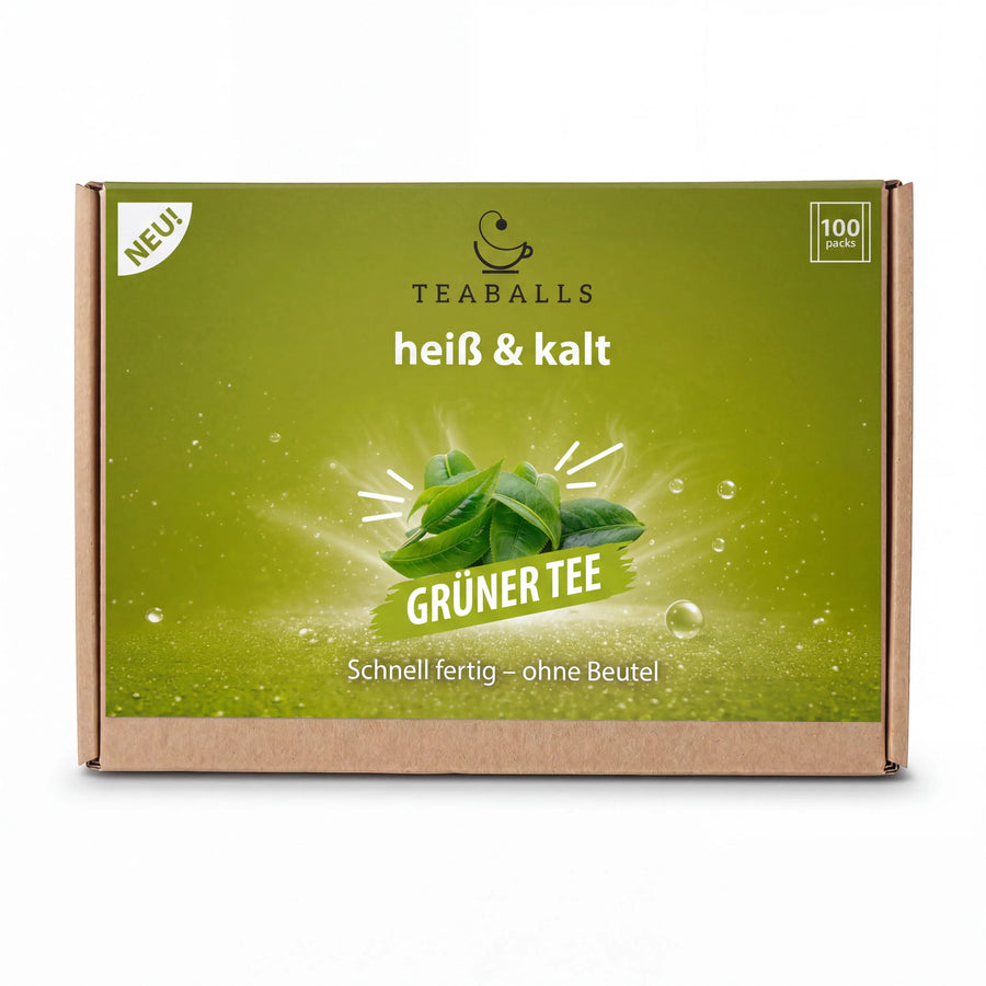 TEABALLS Tè verde scatola da 100 bustine monodose – confezione