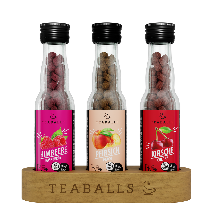 TEABALLS Set da 3 DANCE MIX — set di tè e acqua aromatizzata. Senza zucchero, caldo e freddo.