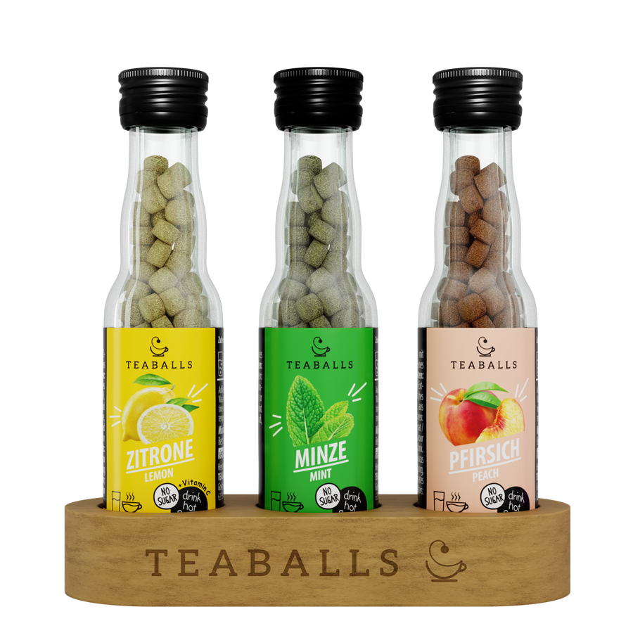TEABALLS Set da 3 MIX TÈ FREDDO — set di tè e acqua aromatizzata. Senza zucchero, caldo e freddo.