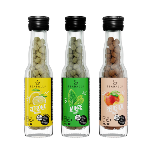 TEABALLS - 3er Set EISTEE MIX - ZITRONE, MINZE, PFIRSICH