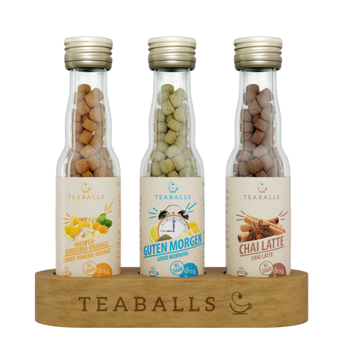TEABALLS BIO - 3er Set FEEL GOOD - INGWER KURKUMA ORANGE, GUTEN MORGEN TEE, CHAI LATTE