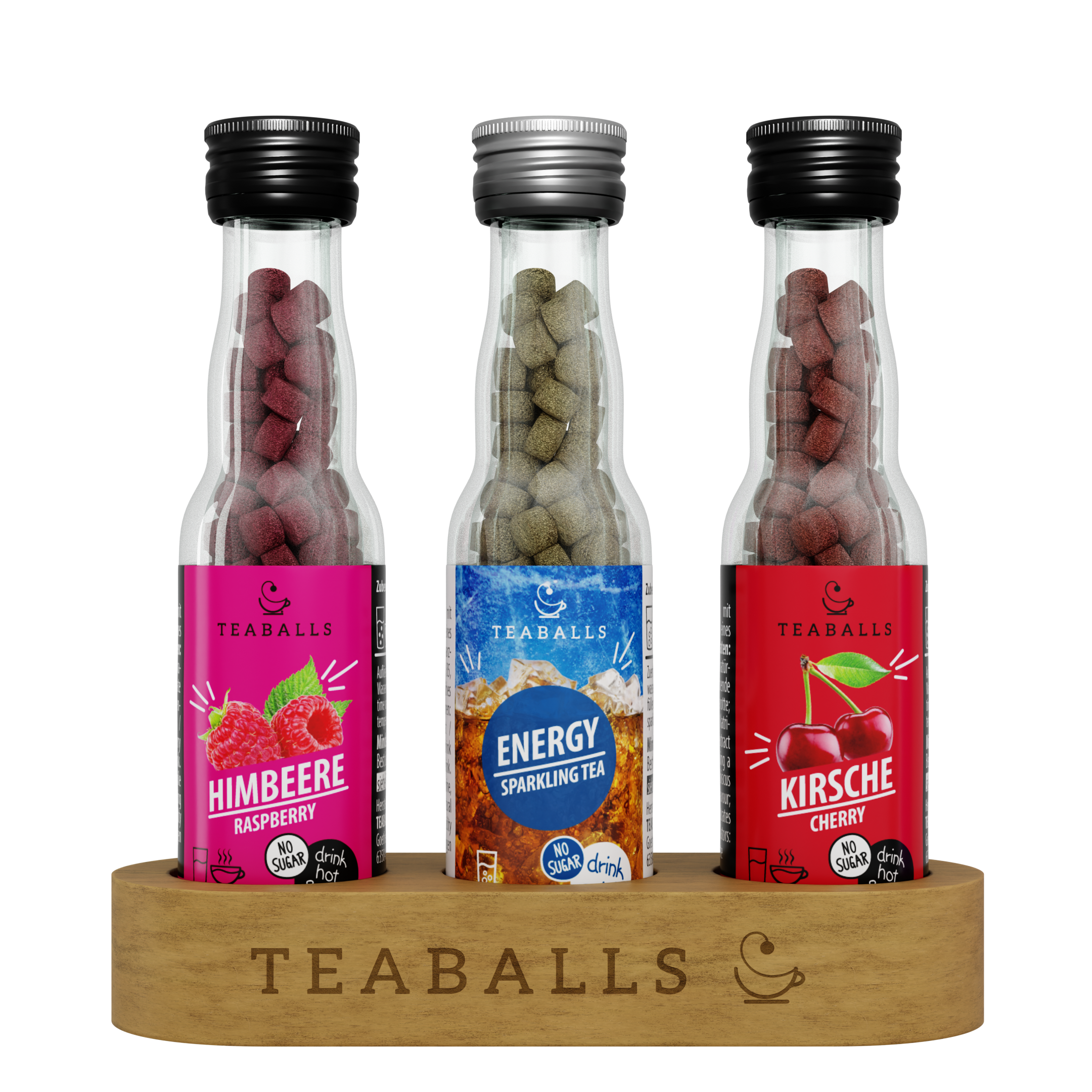TEABALLS - 3er Set POWER TEA MIX - HIMBEERE, ENERGY, KIRSCHE