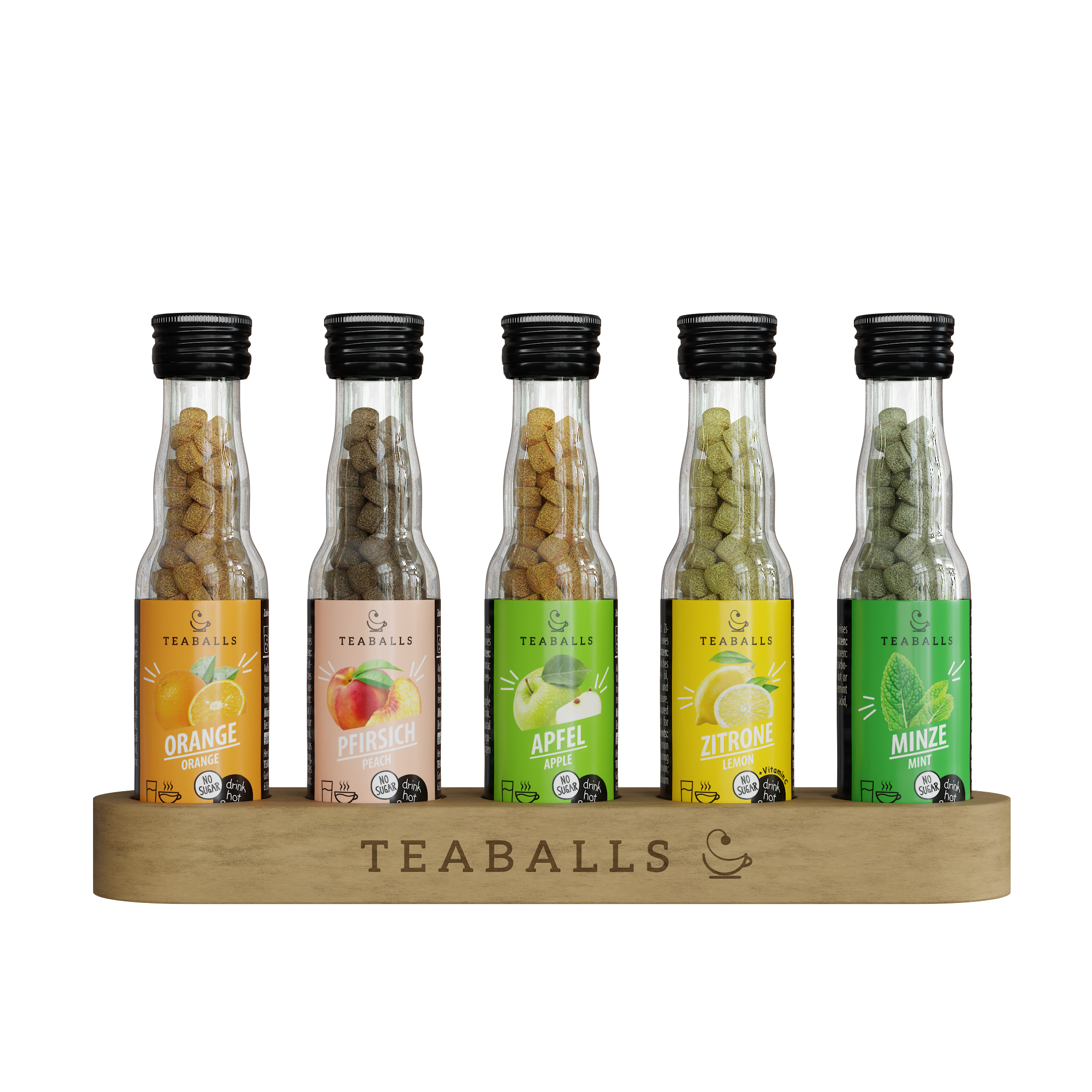 TEABALLS - 5er Set BIG CITRUS - ORANGE, PFIRSICH, APFEL, ZITRONE, MINZE