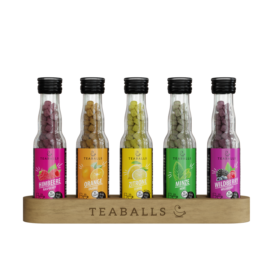 TEABALLS 5er Set RAINBOW — Tee & Flavoured Water Set. Zuckerfrei, heiss & kalt.