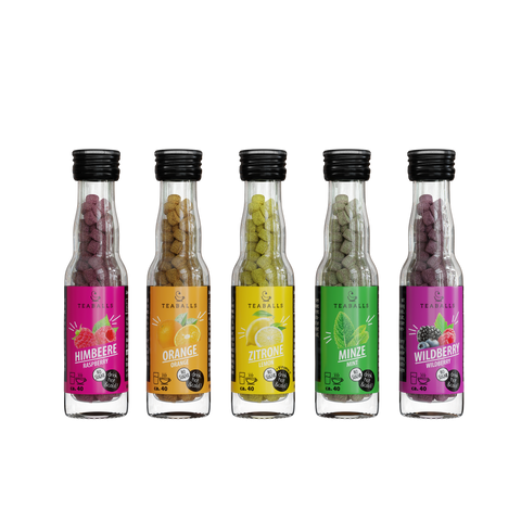 TEABALLS - 5er Set RAINBOW - HIMBEERE, ORANGE, ZITRONE, MINZE, WILDBERRY