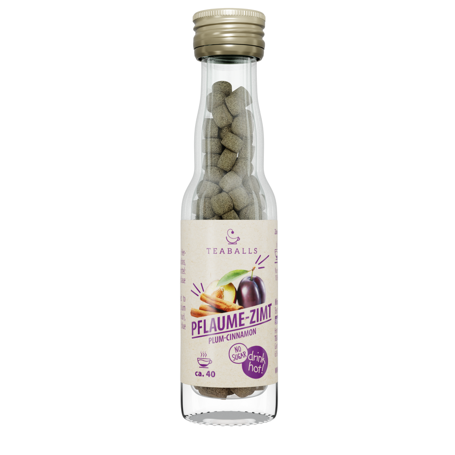 TEABALLS Bio Pflaume Zimt — 100% Bio-Tee naturtrüb. Rückstandslos, zuckerfrei.