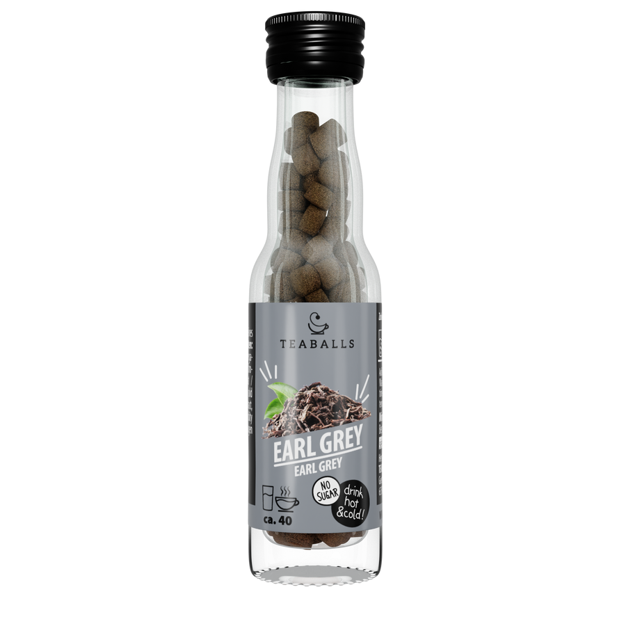TEABALLS Earl Grey — tè e acqua aromatizzata senza zucchero. Caldo e freddo, senza residui, senza zucchero.