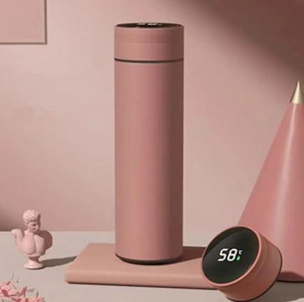 Wasserflasche mit Temperatur-LED in Schwarz – stilvolles Design für Büro und Freizeit