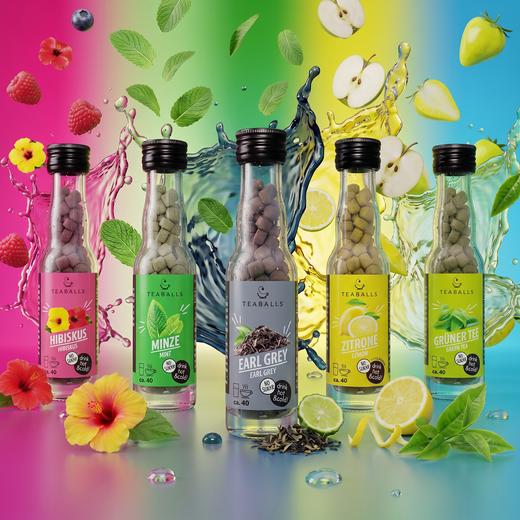 Erfrischungs-Bundle – Hibiskus, Minze, Earl Grey, Grüner Tee und Zitrone von TEABALLS