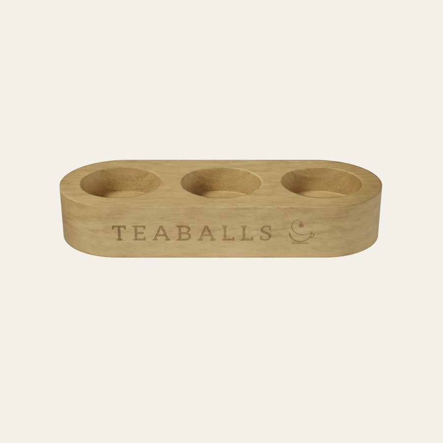 Supporto in legno per 3 bottiglie di vetro – dispenser di tè TEABALLS Premium — accessorio TEABALLS in legno naturale.