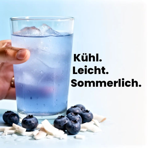 TEABALLS Blaubeere-Kokos VIP – Lifestyle Aufnahme fruchtig frisch | teaballs.ch