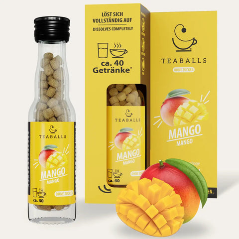 TEABALLS Mango Presslinge – lösen sich heiss und kalt auf