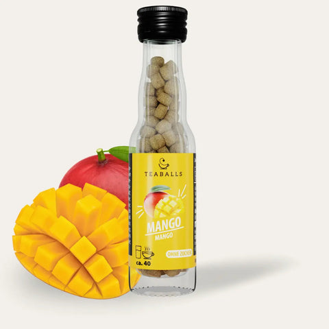 TEABALLS Mango Glasflasche – Mango Eistee ohne Zucker