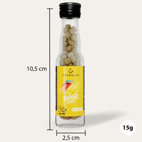 TEABALLS Mango Zubereitung – vier Presslinge auf 200 ml Wasser