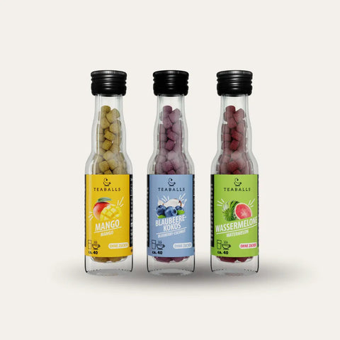 TEABALLS Urlaubs-Trio Set – drei exotische Sommersorten ohne Zucker, heiss & kalt löslich
