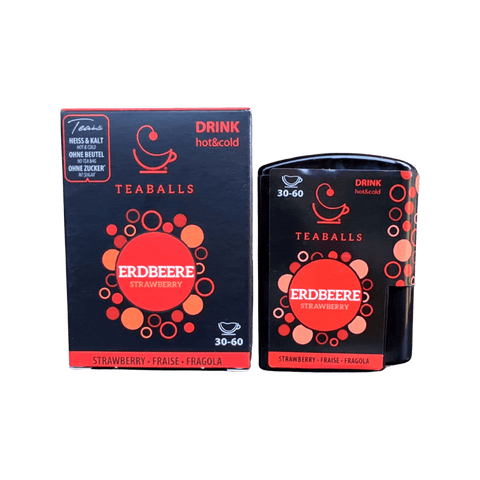 TEABALLS - Dosierspender Erdbeere | BLACK SELECTION | 120 TEABALLS für 30-60 Tassen - TEABALLS OFFICIAL | TEABALLS Schweiz | Tee ohne Beutel 