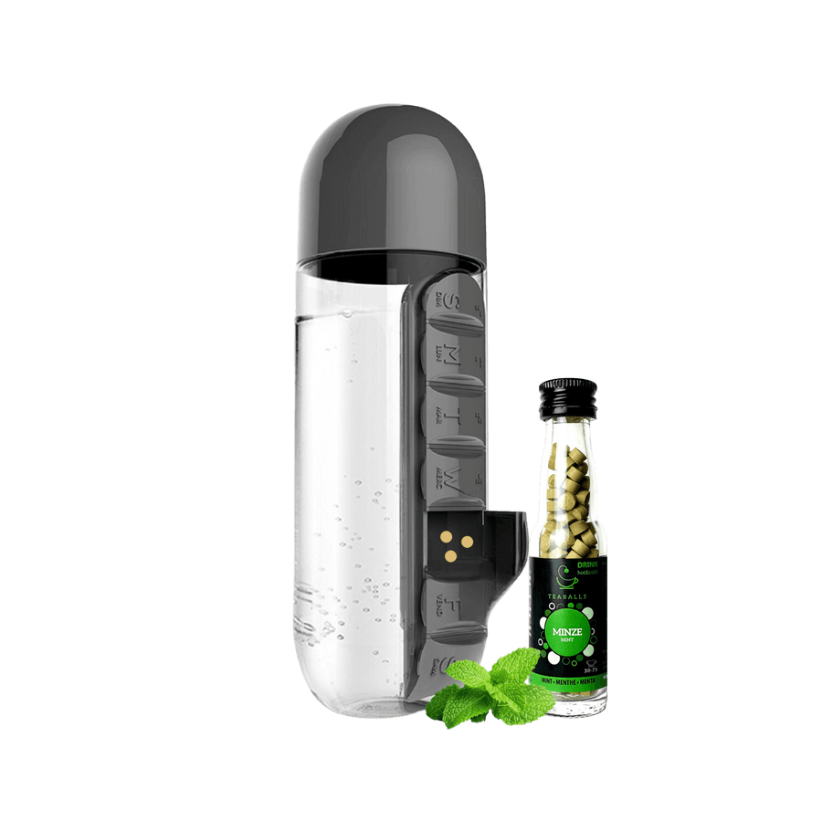 Trinkflasche mit TEABALLS-Organizer 600ml — Perfekt für TEABALLS. Heiss & kalt.